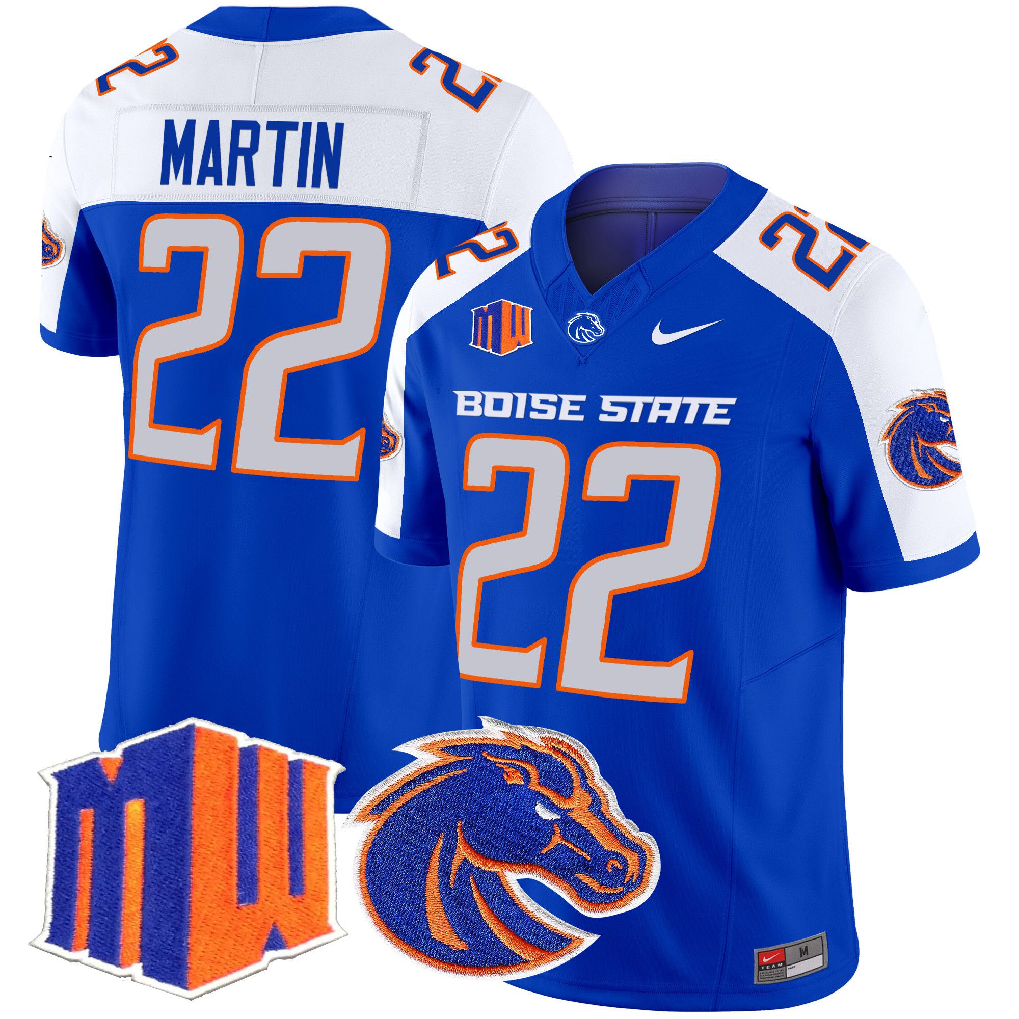 Men Boise State Broncos #22 Martin Blue Nike 2024 Vapor Limited NCAA Jersey->->NCAA Jersey